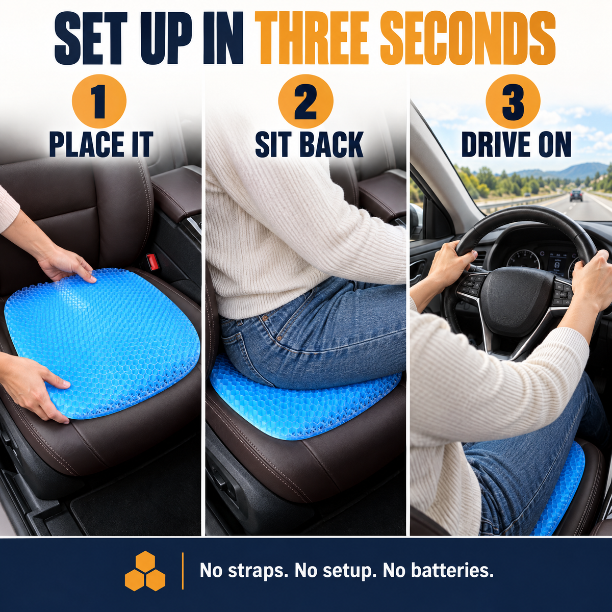 Set up in three seconds: place it, sit back, drive on