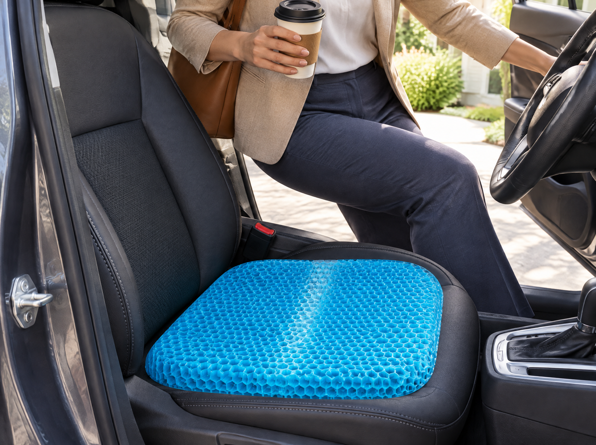 Getting into a car with the Milewell cushion on the seat